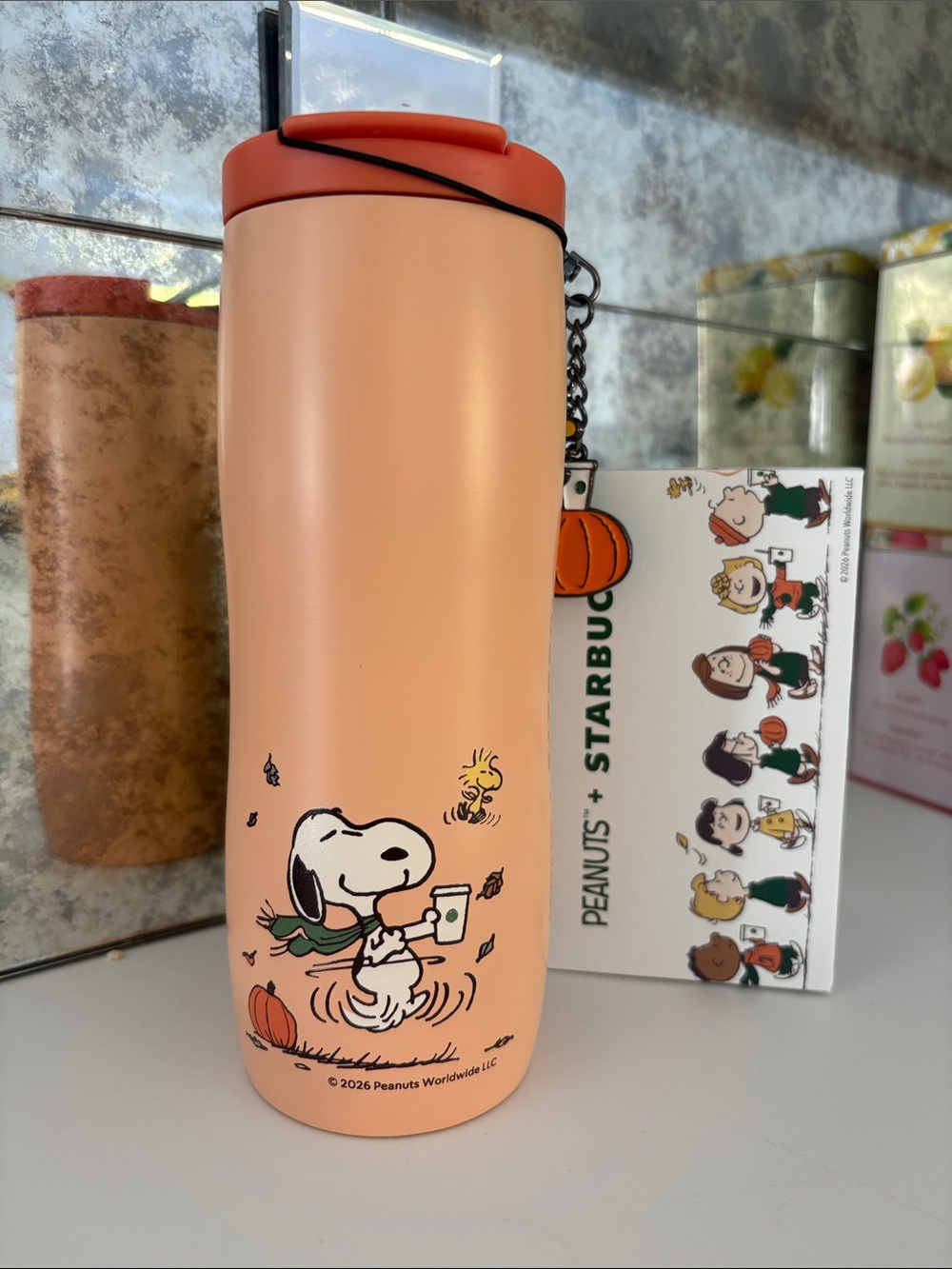 Peanuts x Starbucks Peach Snoopy Stainless Travel Tumbler